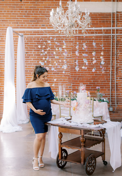 Double-Ruffle Off-Shoulder Maternity Dress