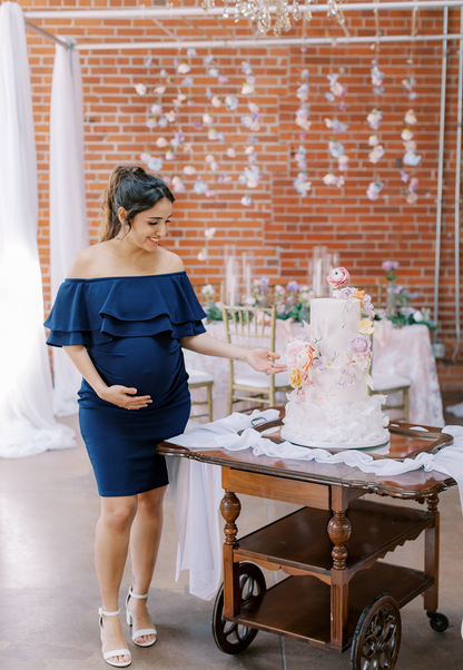 Double-Ruffle Off-Shoulder Maternity Dress