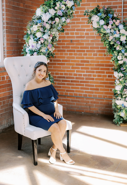 Double-Ruffle Off-Shoulder Maternity Dress