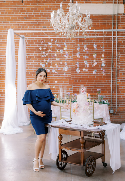 Double-Ruffle Off-Shoulder Maternity Dress