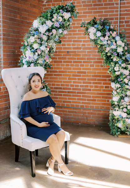 Double-Ruffle Off-Shoulder Maternity Dress