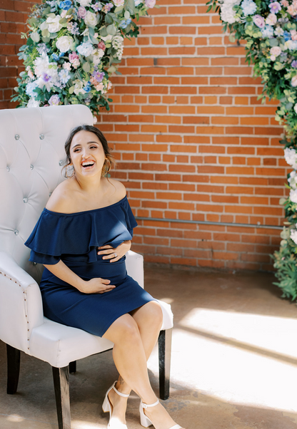 Double-Ruffle Off-Shoulder Maternity Dress