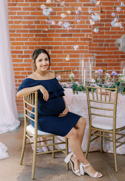 Double-Ruffle Off-Shoulder Maternity Dress