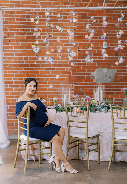 Double-Ruffle Off-Shoulder Maternity Dress