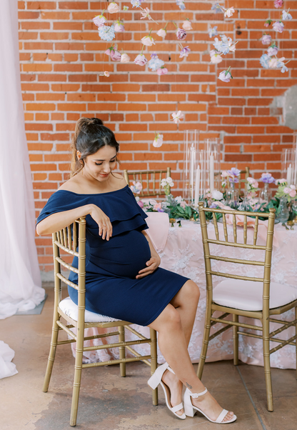 Double-Ruffle Off-Shoulder Maternity Dress