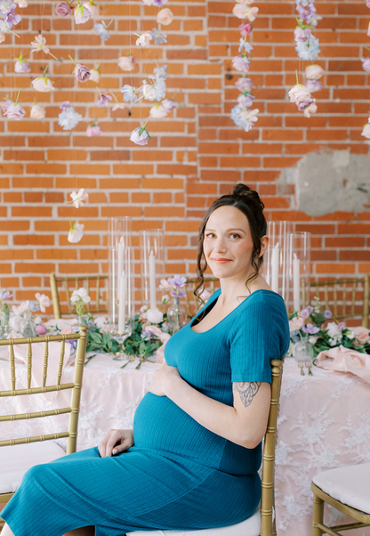 Ribbed Midi Maternity T-Shirt Dress