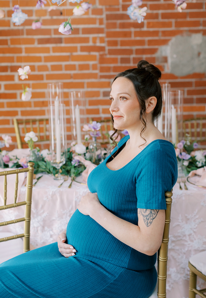 Ribbed Midi Maternity T-Shirt Dress