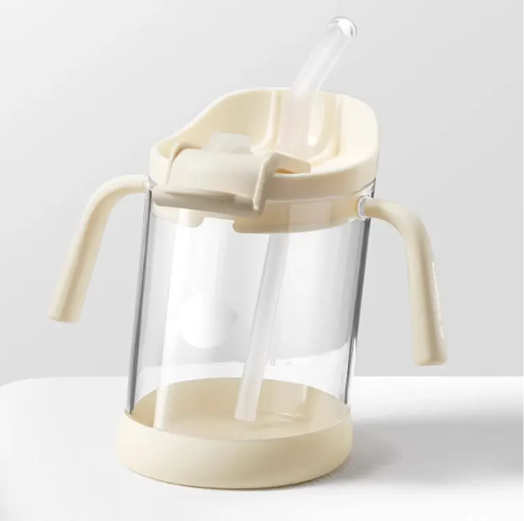 Slanted Straw Training Cup - Beige