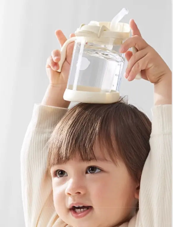Slanted Straw Training Cup - Beige