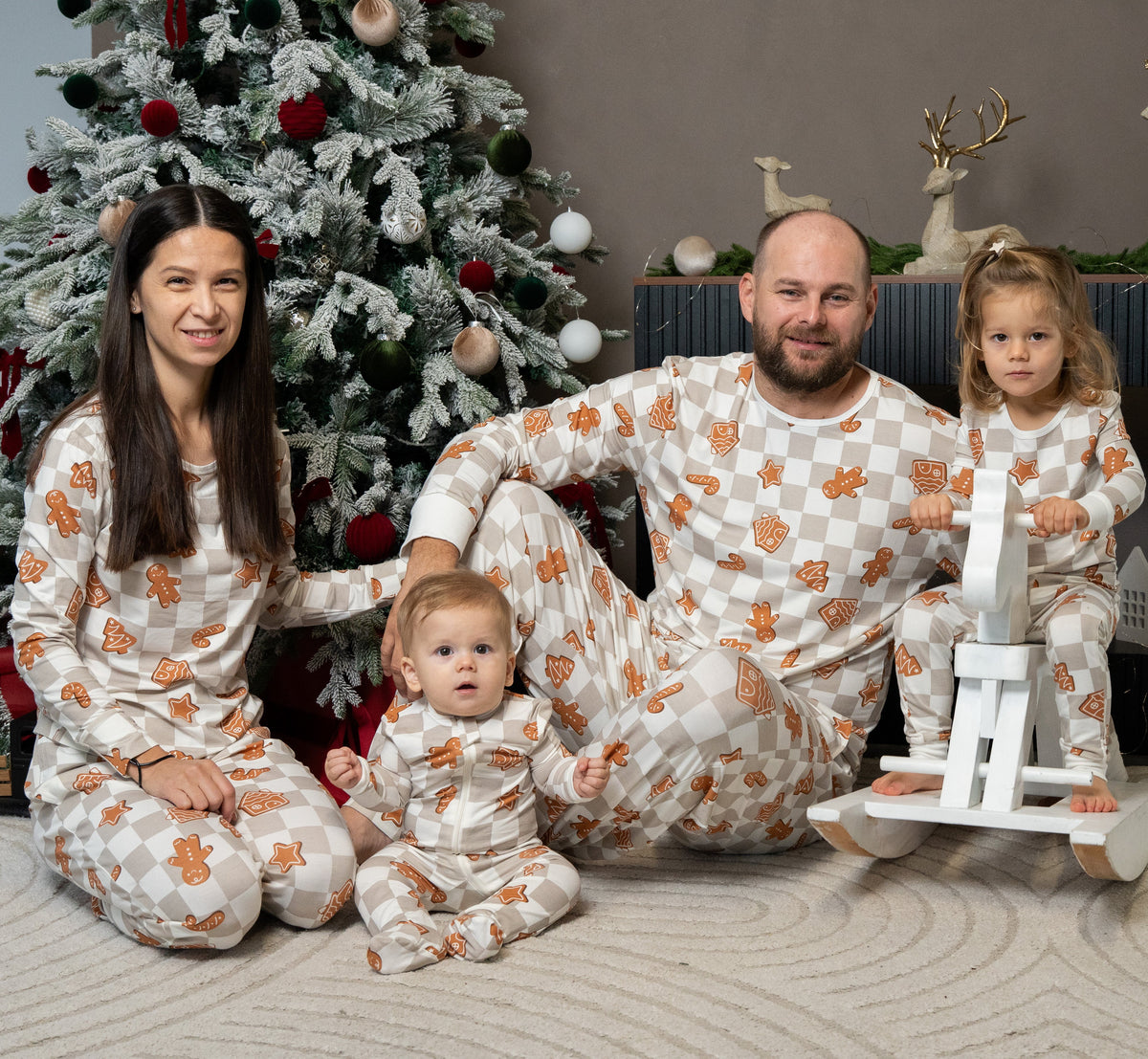 Bamboo Two Way Zipper Footies (Gingerbread Party Print)