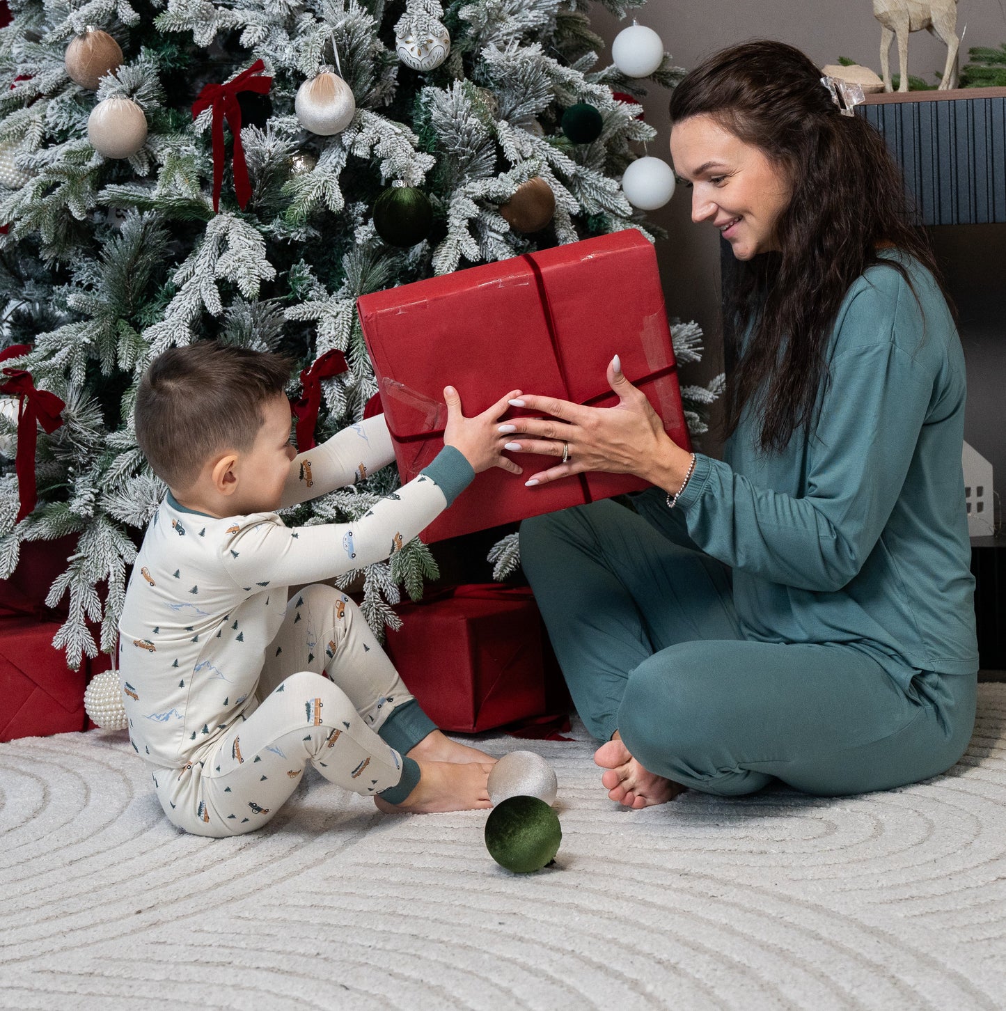 Bamboo Long Sleeve Pajama Set (Winter Road Trip Print)