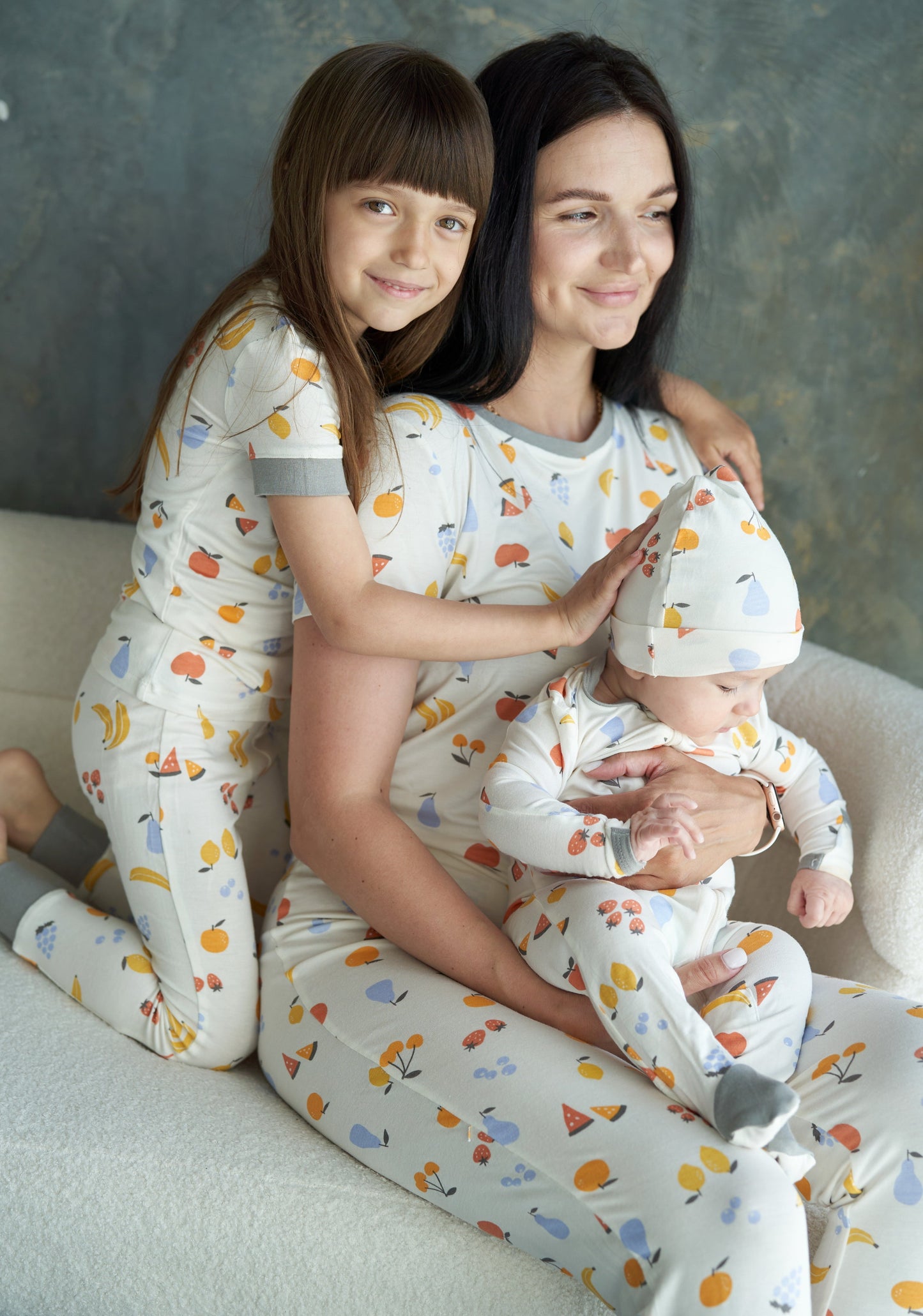 Women's Bamboo Short Sleeve Pajama Set (Fruit Salad Print)