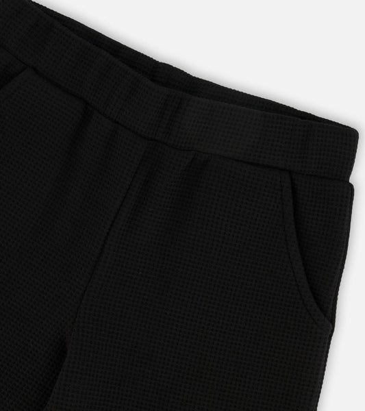 Pantalon évasé gaufre | Noir | Deux par Deux