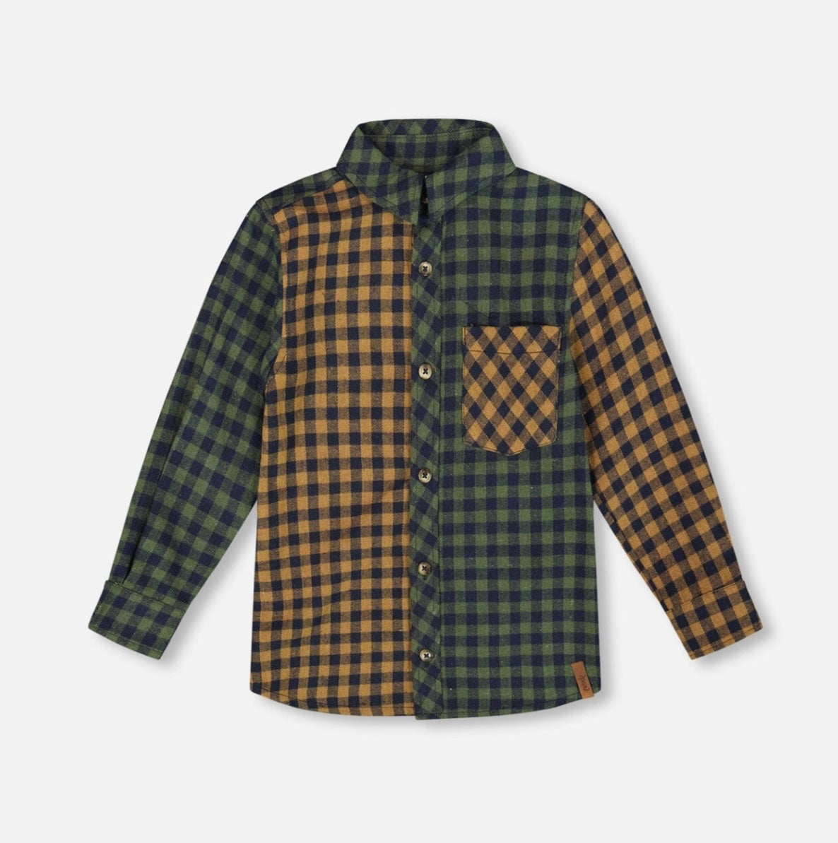 Chemise à carreaux de flanelle à manches longues | Carreaux Jaunes Et Verts | Deux par Deux