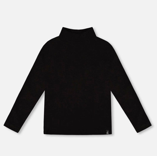 Super Soft Ribbed Mock Neck Top | Black | Deux Par Deux