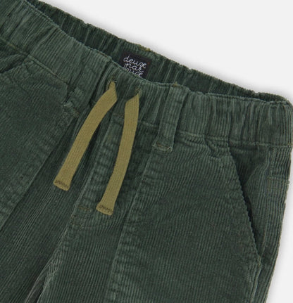 Pantalon de jogging en velours côtelé extensible | Vert foncé | Deux Par Deux