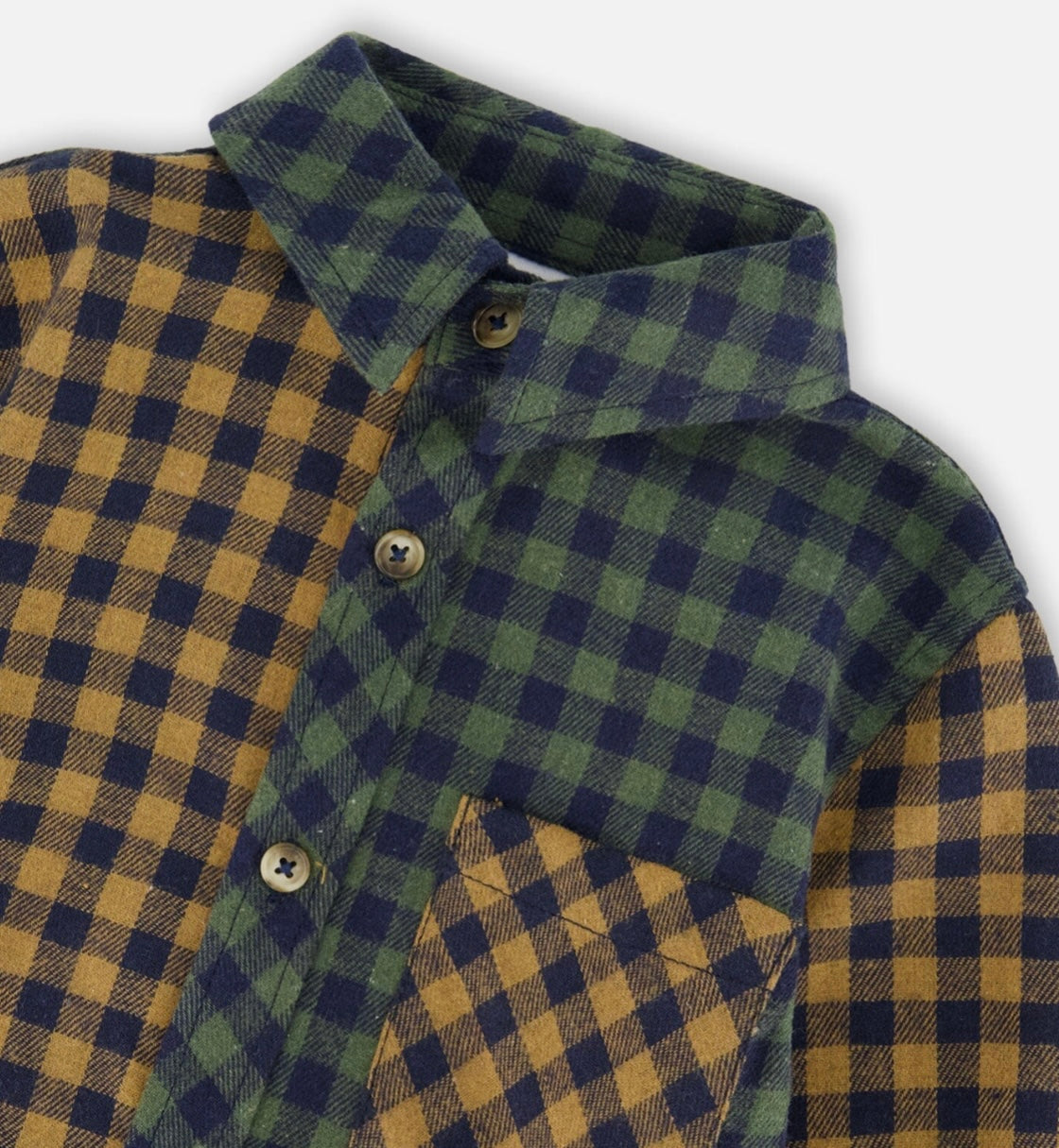 Chemise à carreaux de flanelle à manches longues | Carreaux Jaunes Et Verts | Deux par Deux
