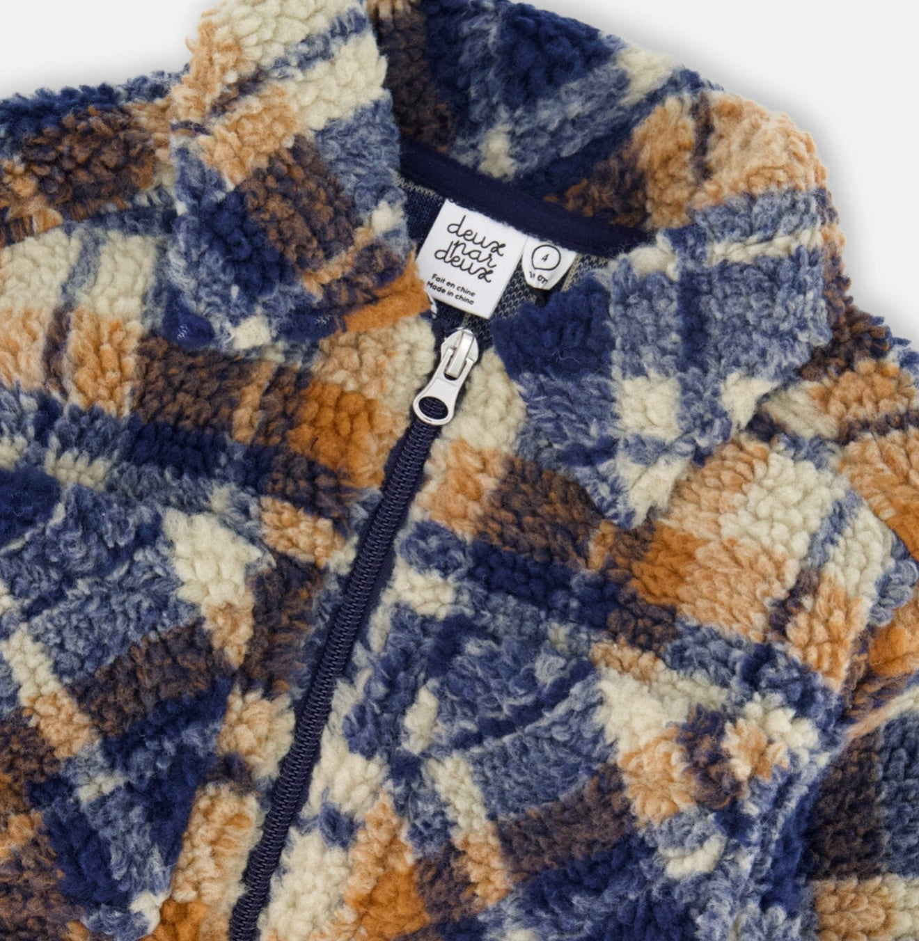 Surchemise Sherpa | Carreaux marine et marron | Deux Par Deux