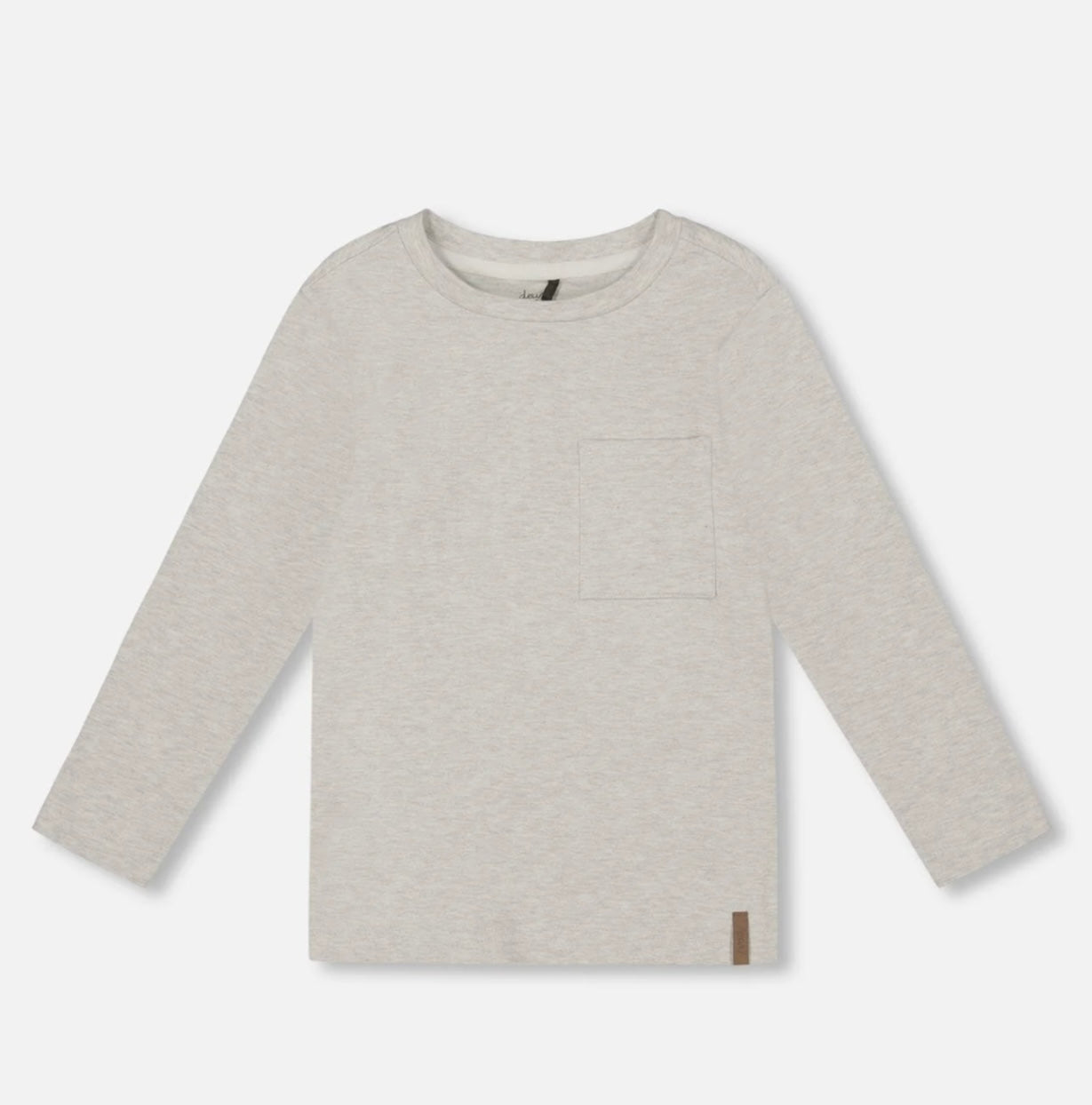 T-Shirt en jersey de coton bio à poche | Beige Gris Chiné | Deux Par Deux