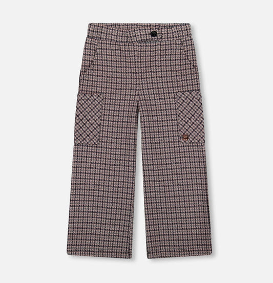 Pantalon évasé en tricot jacquard | Pied-de-poule | Deux par Deux
