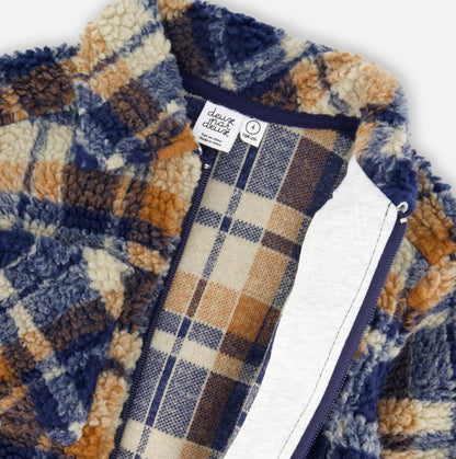 Surchemise Sherpa | Carreaux marine et marron | Deux Par Deux