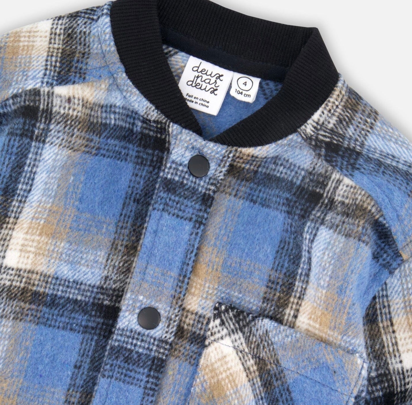 Chemise à carreaux brossée | Noir et bleu | Deux Par Deux