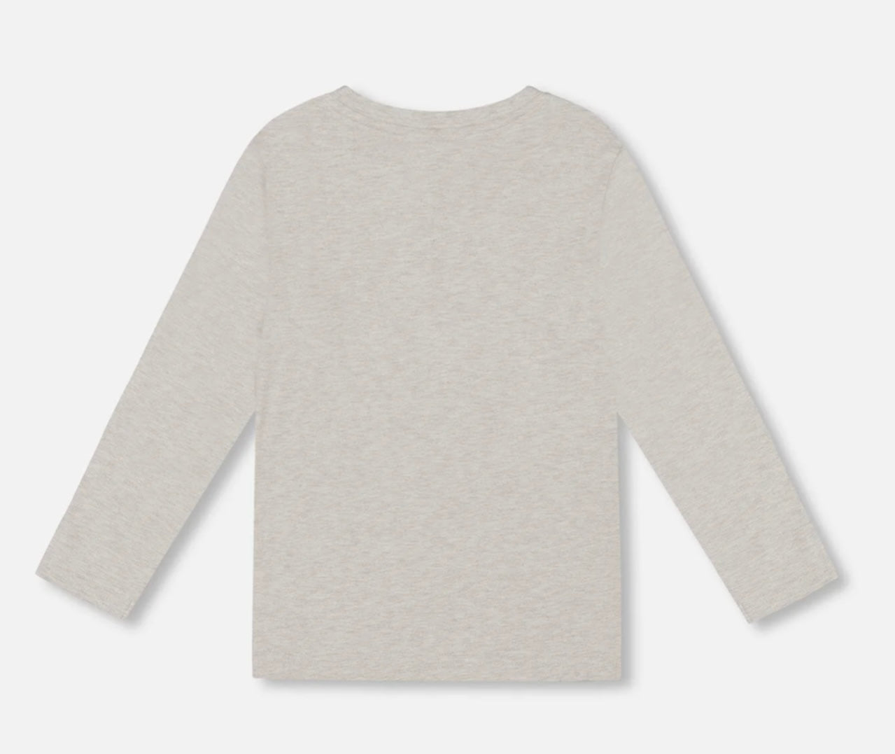 T-Shirt en jersey de coton bio à poche | Beige Gris Chiné | Deux Par Deux