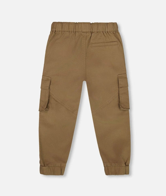 Pantalon Cargo Jogger en Sergé | Taupe | Deux Par Deux