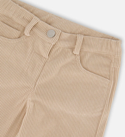 Pantalon large en velours côtelé beige | Deux par Deux