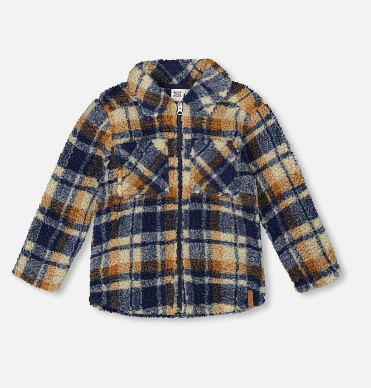 Surchemise Sherpa | Carreaux marine et marron | Deux Par Deux