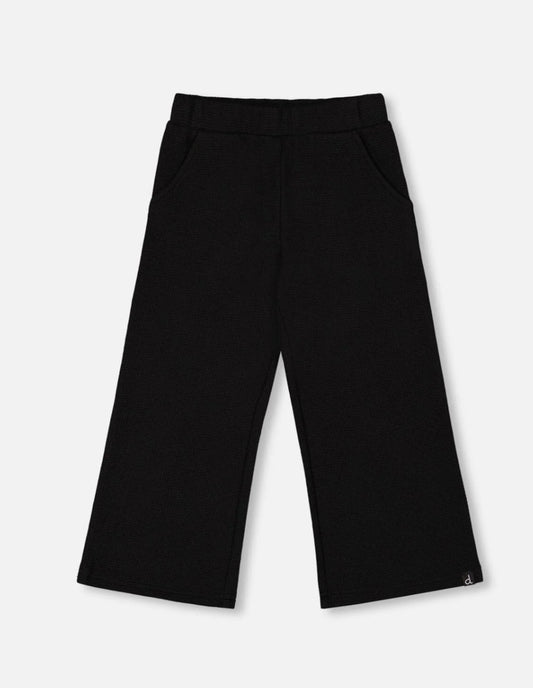 Pantalon évasé gaufre | Noir | Deux par Deux