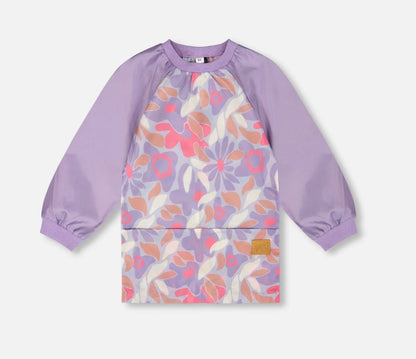 Tablier d'écolier | Imprimé fleuri rétro lilas | Deux Par Deux