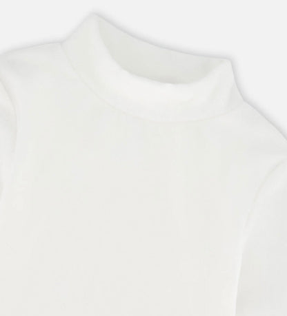 Chandail côtelé à col montant ultra doux | Blanc | Deux par Deux