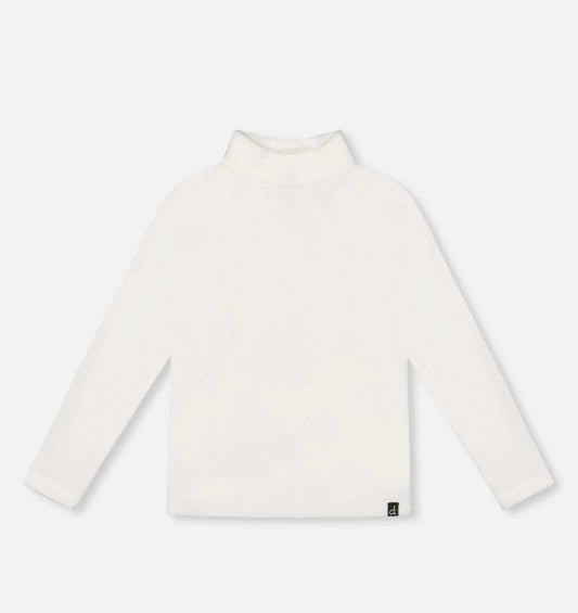 Super Soft Ribbed Mock Neck Top | White | Deux Par Deux