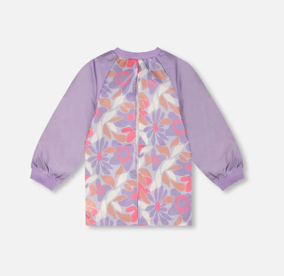 Tablier d'écolier | Imprimé fleuri rétro lilas | Deux Par Deux