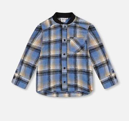 Chemise à carreaux brossée | Noir et bleu | Deux Par Deux
