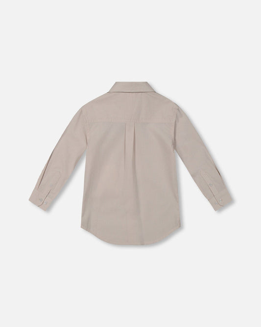 Long Sleeve Button Down Shirt Light Taupe