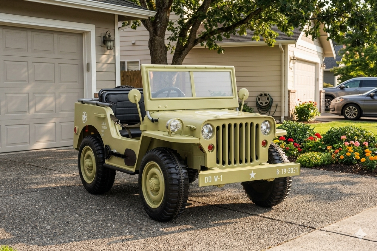 Voiture électrique pour enfants 24 V Jeep militaire 3 places DELUXE avec télécommande