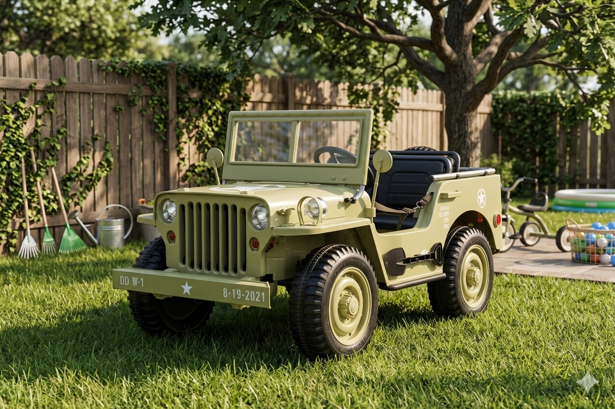 Voiture électrique pour enfants 24 V Jeep militaire 3 places DELUXE avec télécommande