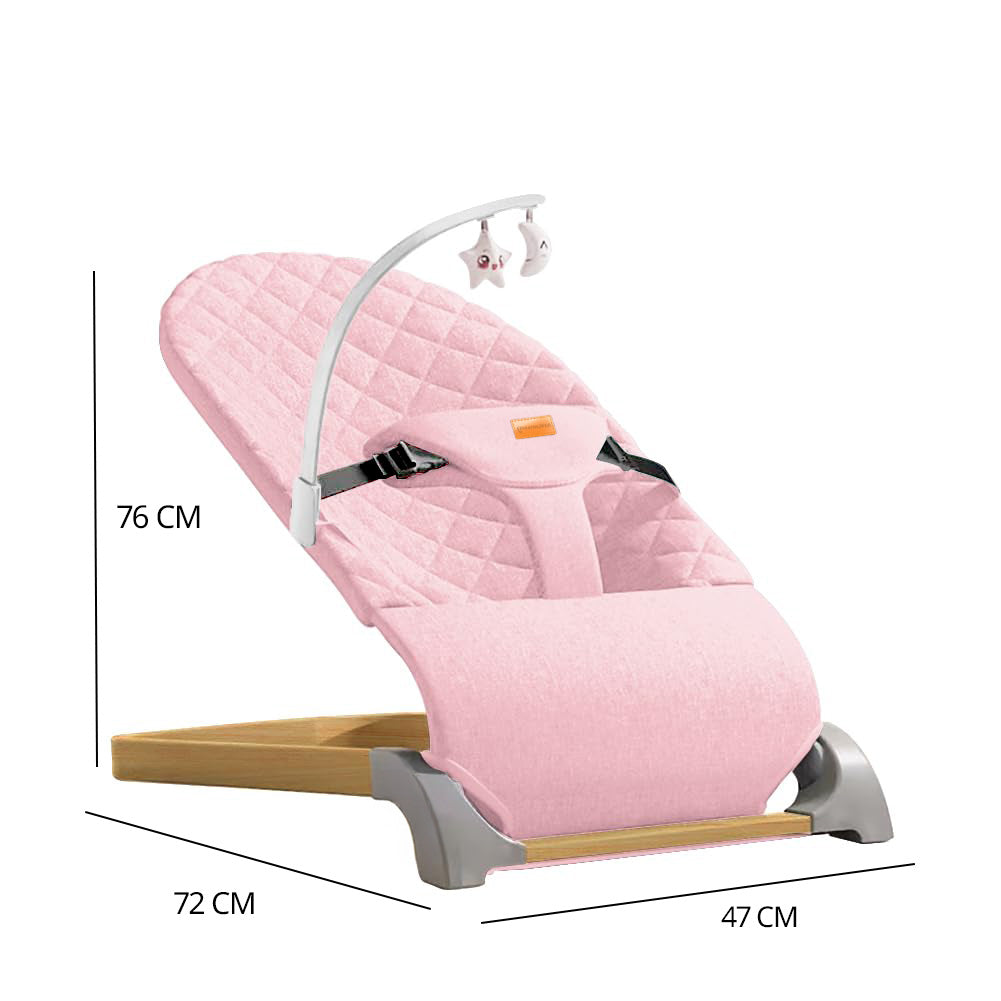Transat et balancelle ergonomiques matelassés pour bébé avec arche de jeux amovible, harnais de sécurité réglable, transat bébé (Rose)