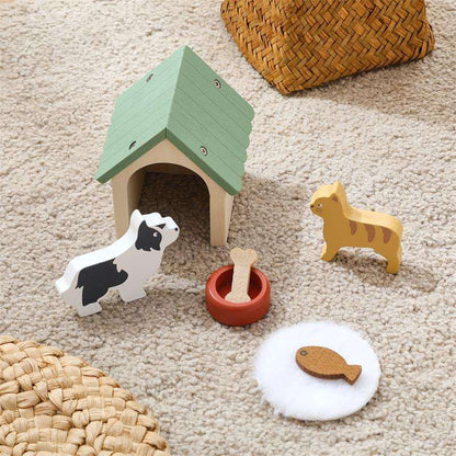Niche pour chien en bois et ensemble de jeu d'imitation pour animaux de compagnie