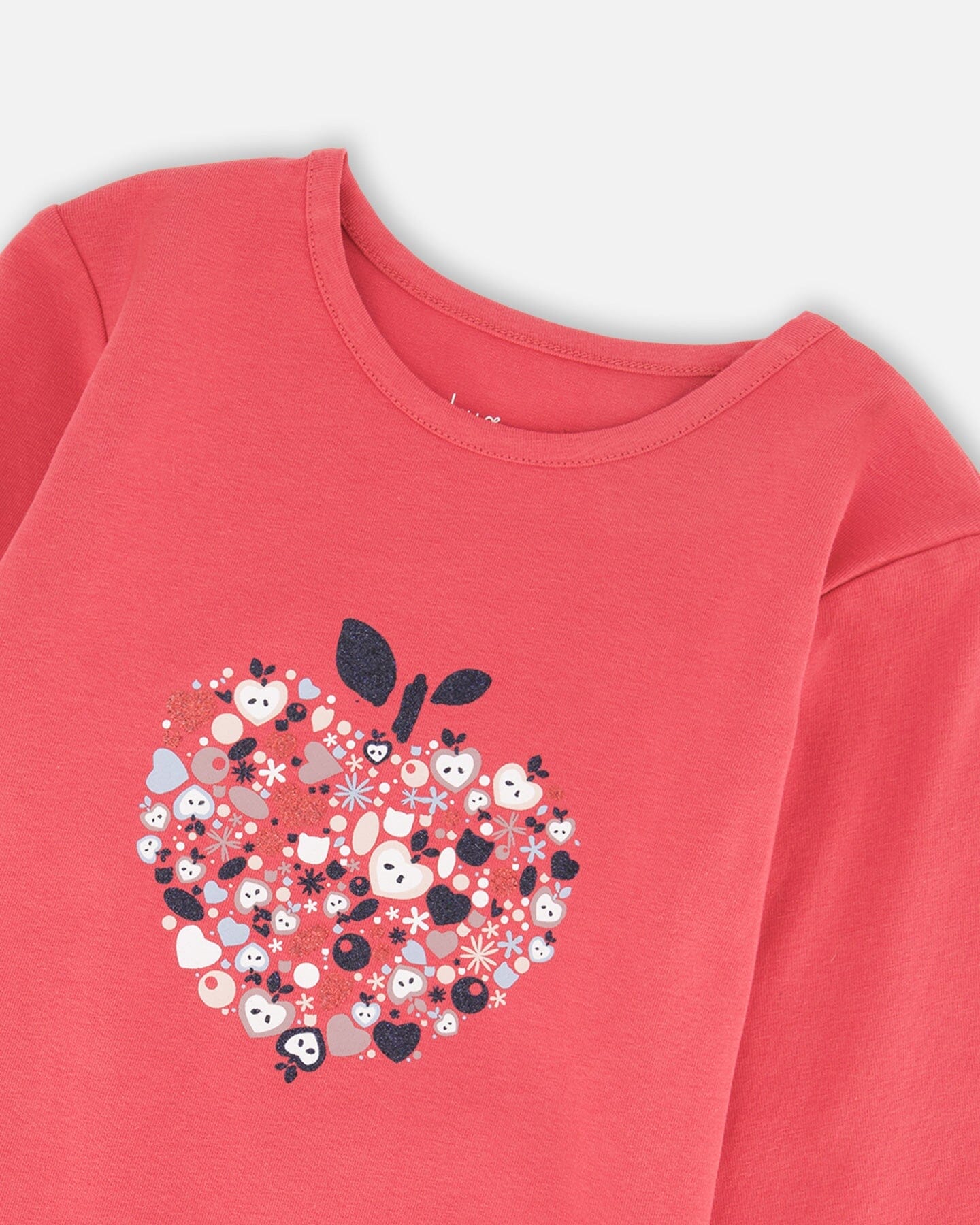 Organic Cotton T-Shirt Red With Mini Apples