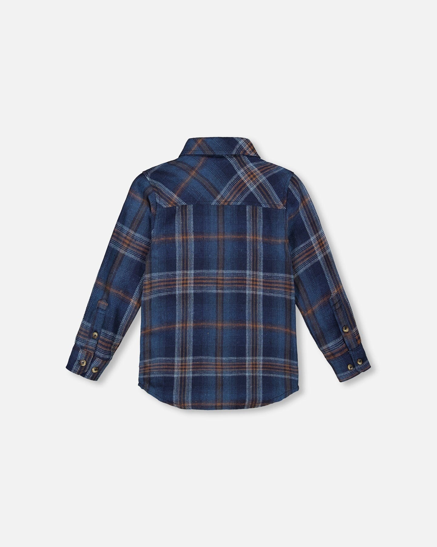 Long Sleeve Flannel Shirt Blue And Brown Plaid