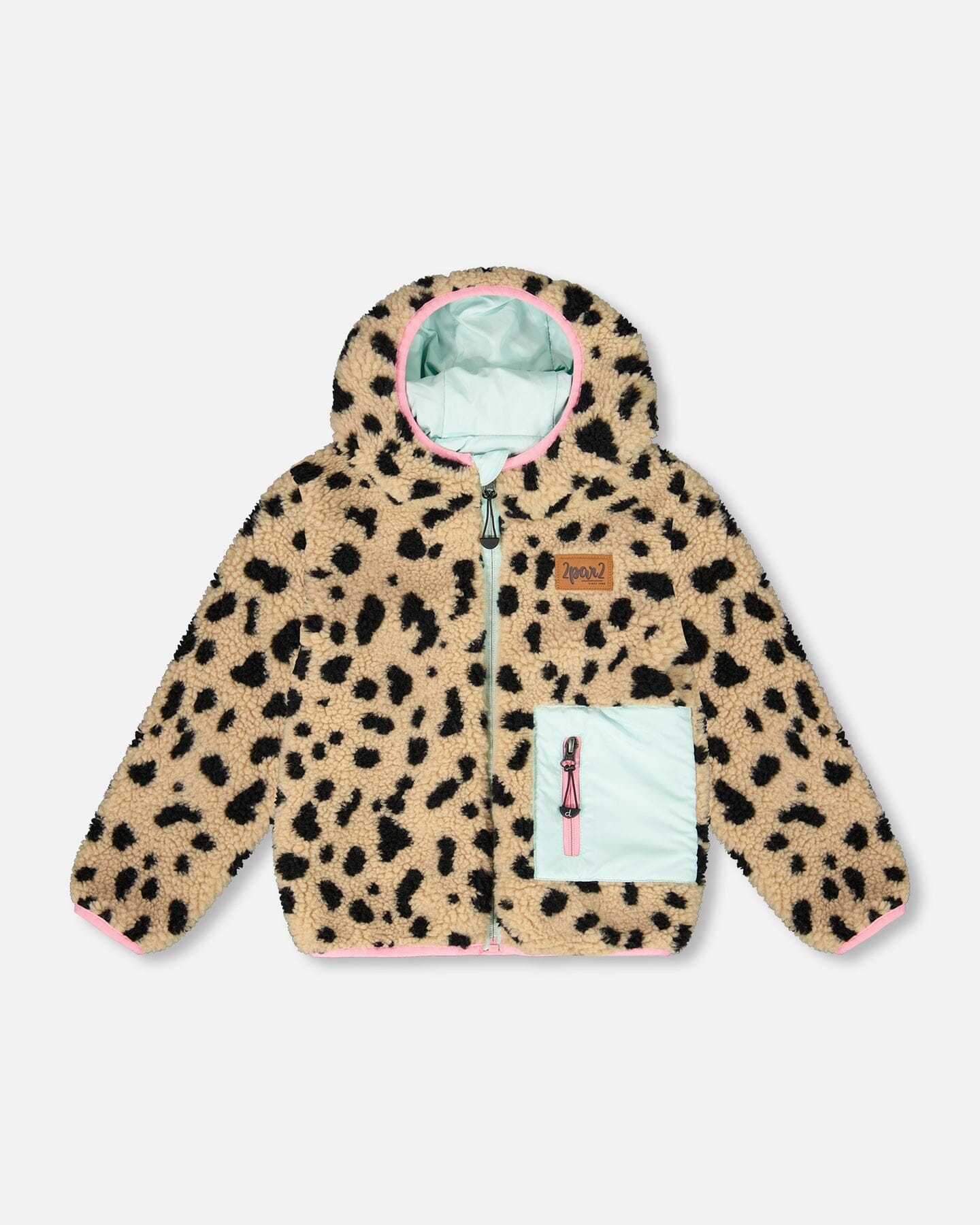 Blouson réversible mi-saison en sherpa imprimé léopard