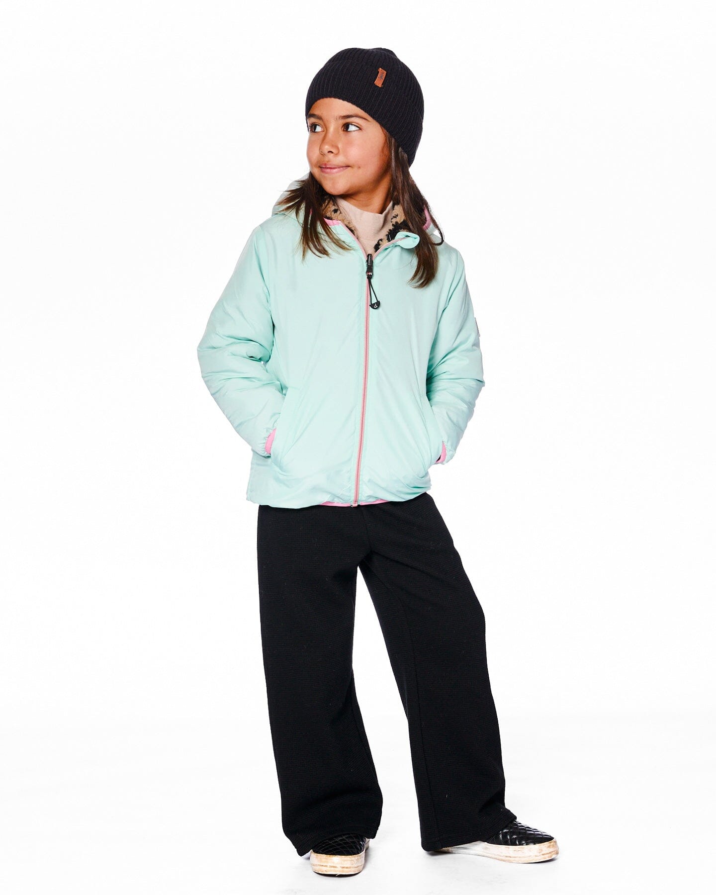 Blouson réversible mi-saison en sherpa imprimé léopard