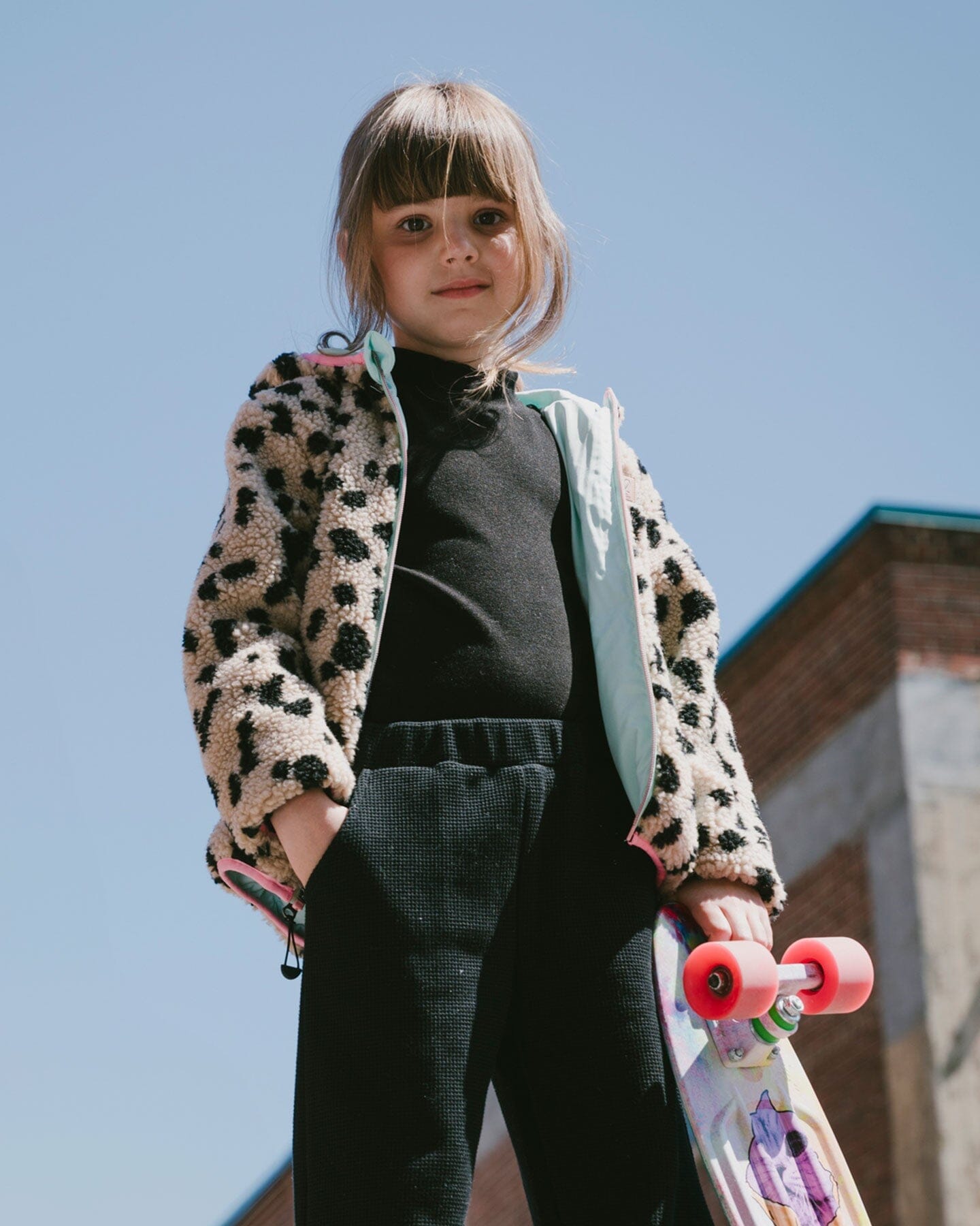 Blouson réversible mi-saison en sherpa imprimé léopard