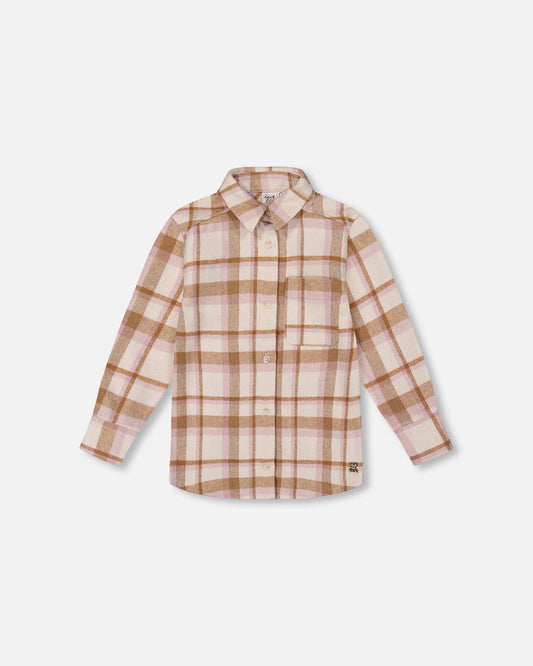 Plaid Overshirt Off-White, Beige And Pink