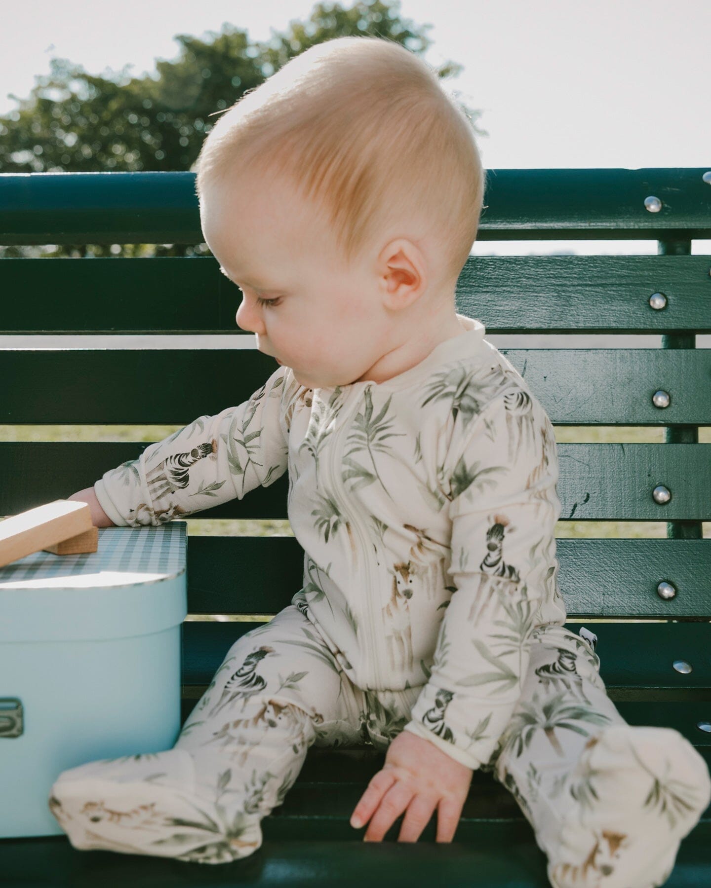 Organic Cotton Jersey One-Piece Pyjama Beige Zebra Print