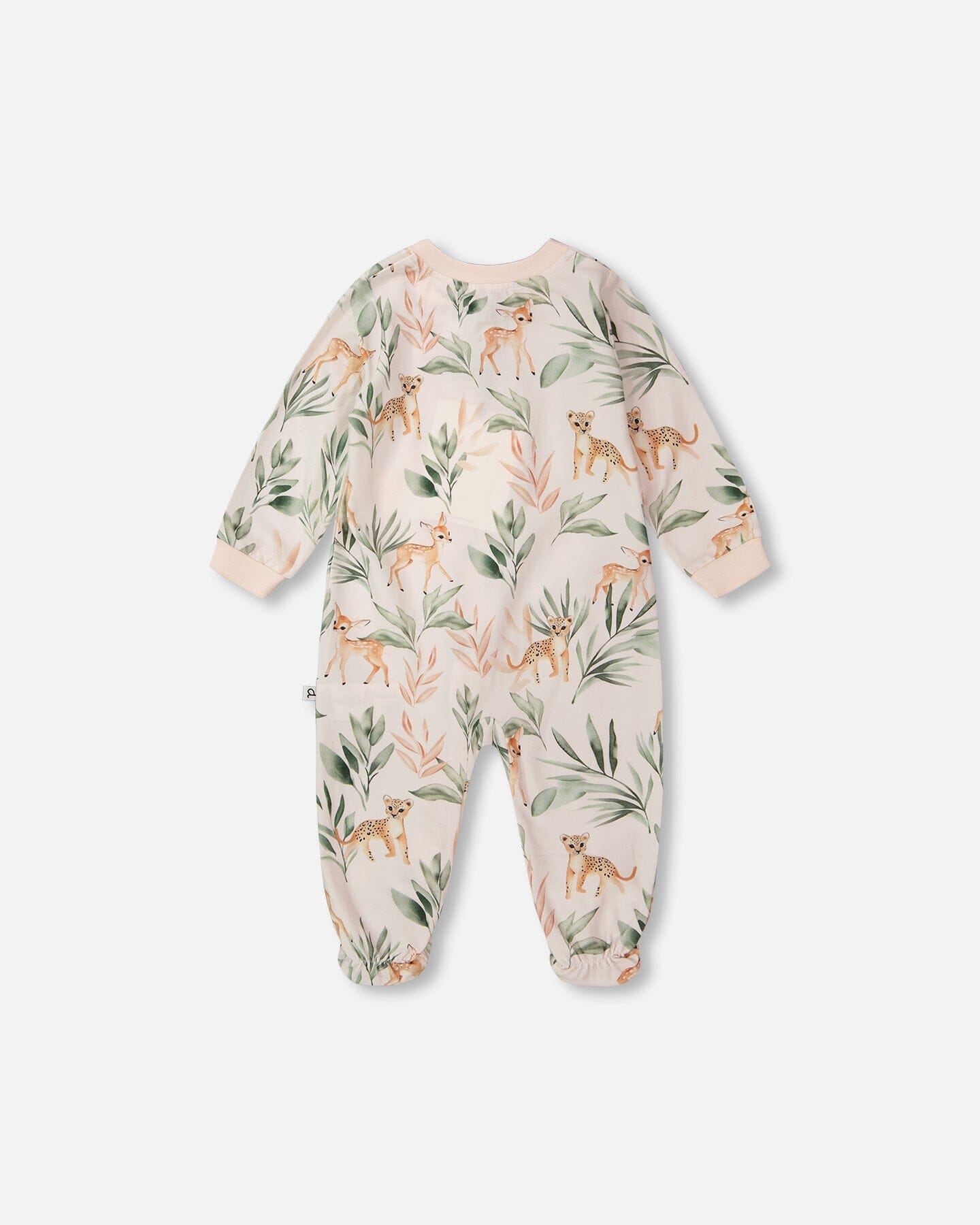 Organic Cotton Jersey One-Piece Pyjama Peach Deer Print