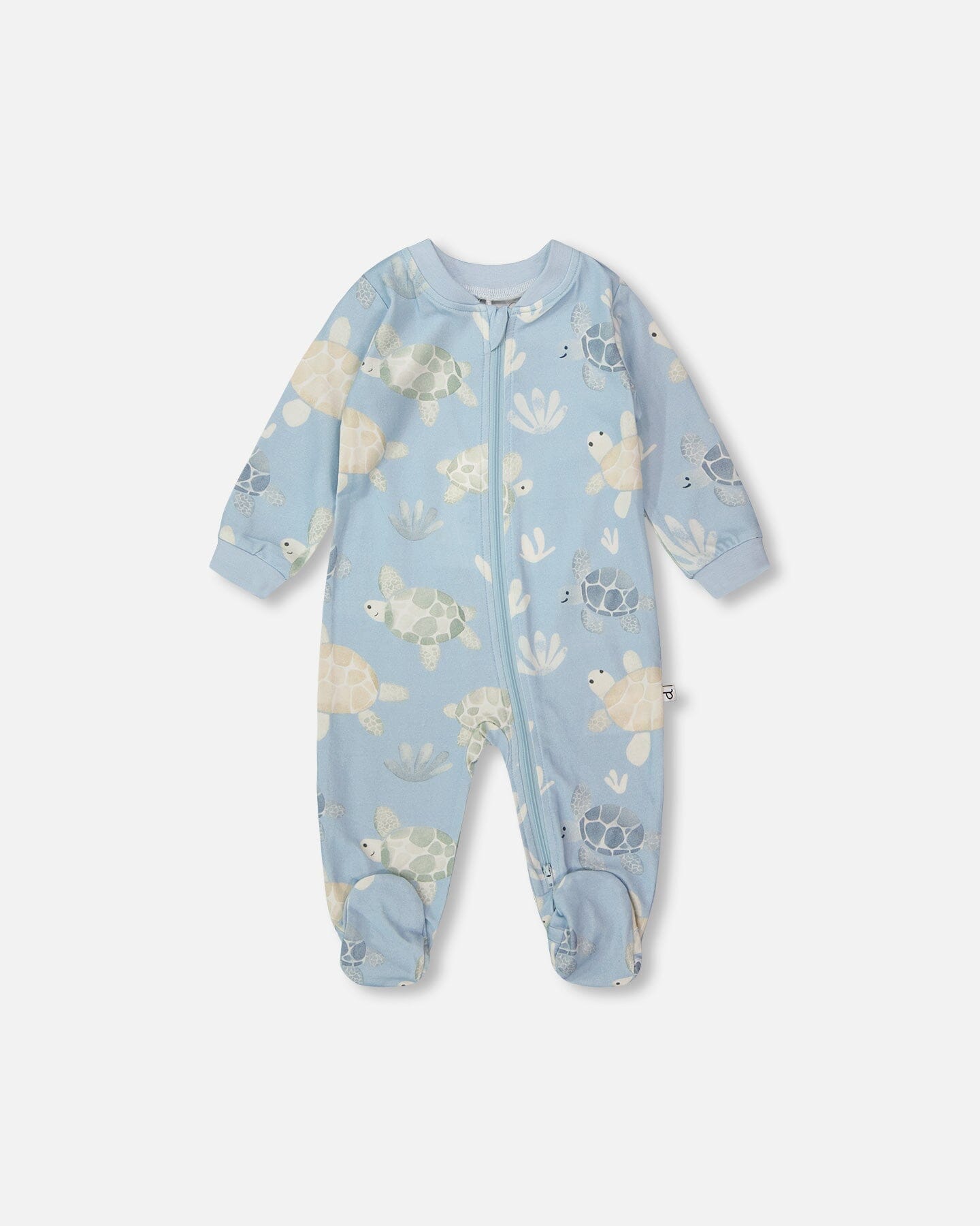 Organic Cotton Jersey One-Piece Pyjama Blue Turtle Print
